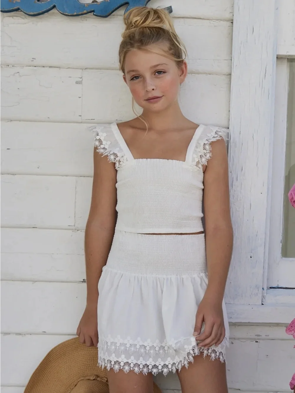 Girls embroidered white set by Peixoto